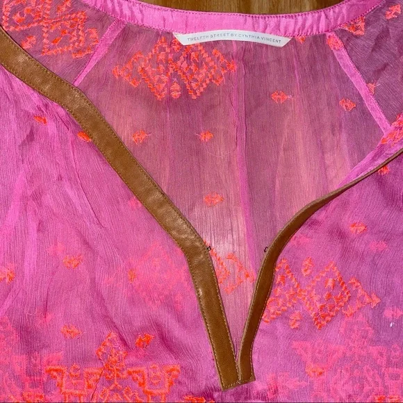 Twelfth Street by Cynthia Vincent Neon Pink Top - Picture 3 of 4